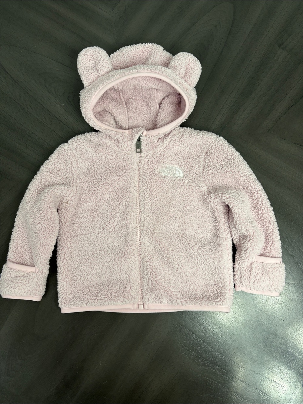 The North Face Kids Light Pink Sherpa Hoodie with Bear Ears